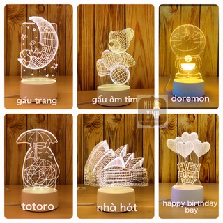 Đèn ngủ 3d, trang trí phòng, quà tặng sinh nhật và tình yêu, đèn phòng ngủ