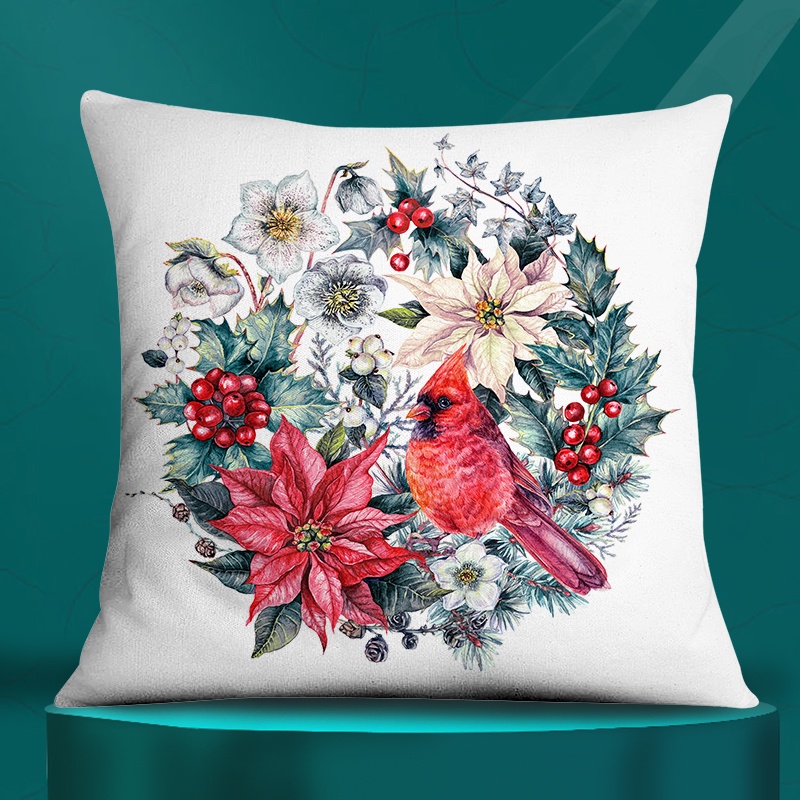 Vỏ gối vuông họa tiết giáng sinh trang trí nội thất kích thước 45cmx45cm