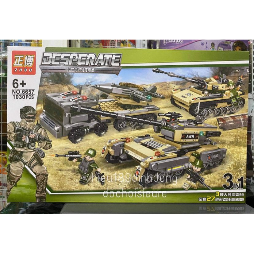 Lắp ráp xếp hình non Lego City 6657 : xe tank 27in3 1030 mảnh.