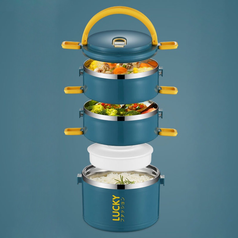 Hộp đựng cơm giữ nhiệt - Hộp đựng cơm văn phòng -Chất liệu inox và nhựa PP có thể sử dụng lò vi sóng