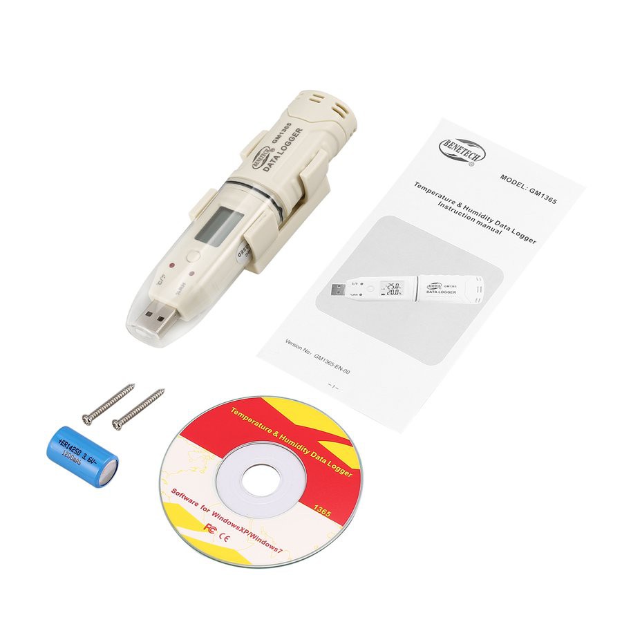 Máy đo độ ẩm và nhiệt độ kỹ thuật số BENETECH GM1365 cổng USB chất lượng cao kèm phụ kiện