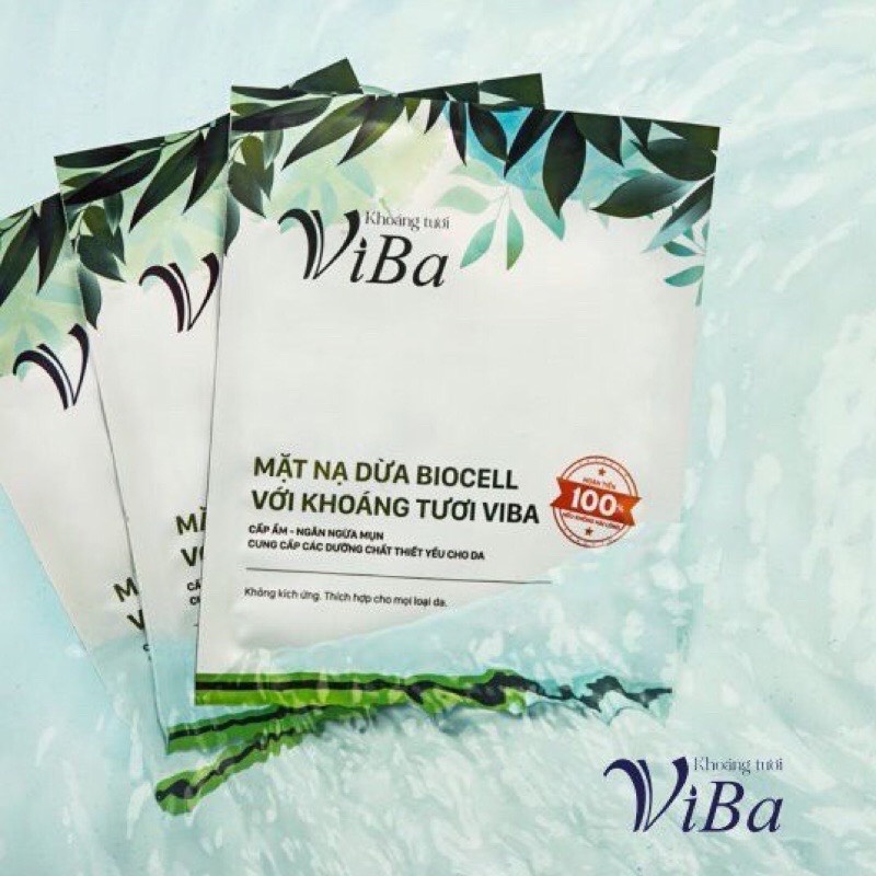 Mặt nạ dừa Biocell với Khoáng tươi ViBa 25ml tác dụng lên men tự nhiên cấp ẩm ngừa mụn dưỡng da mịn màng, trẻ hóa da bak