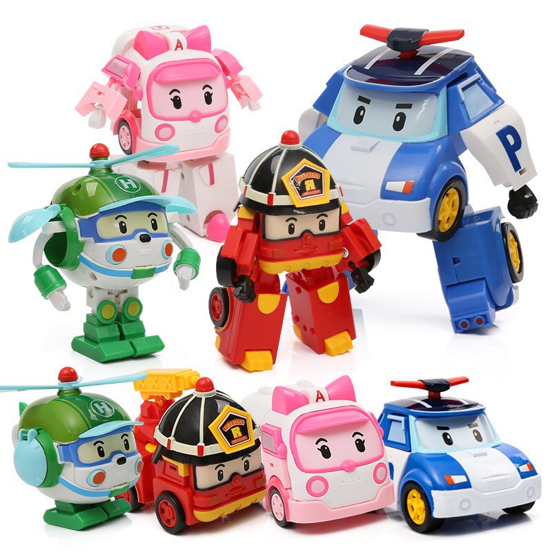 [Bộ 6 Hình ]_ Đồ Chơi Biến Hình Biệt Đội Xe Cứu Hộ Robocar Poli Cho Bé