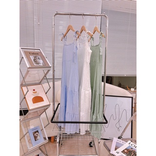 ĐẦM MAXI TẦNG XỐP CỘT NƠ VAI
