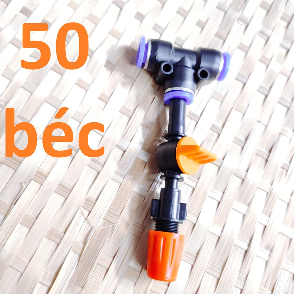 50 Béc tưới cây, phun sương 1 tia nhựa, có van khóa đầu béc, kết nối ống 8mm