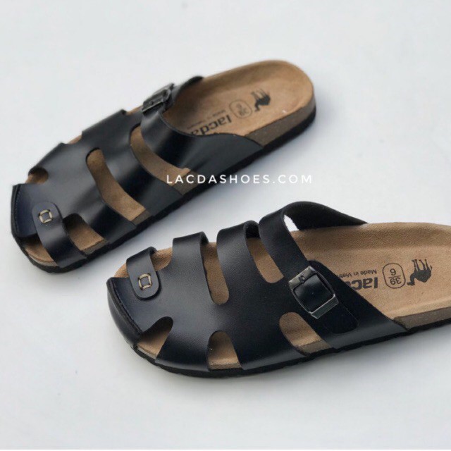 Dép đôi unisex đế trấu birken dép bít mũi sục nam nữ