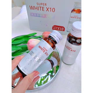 Nước uống collagen super white x10, căng bóng trắng da, hộp 8 chai