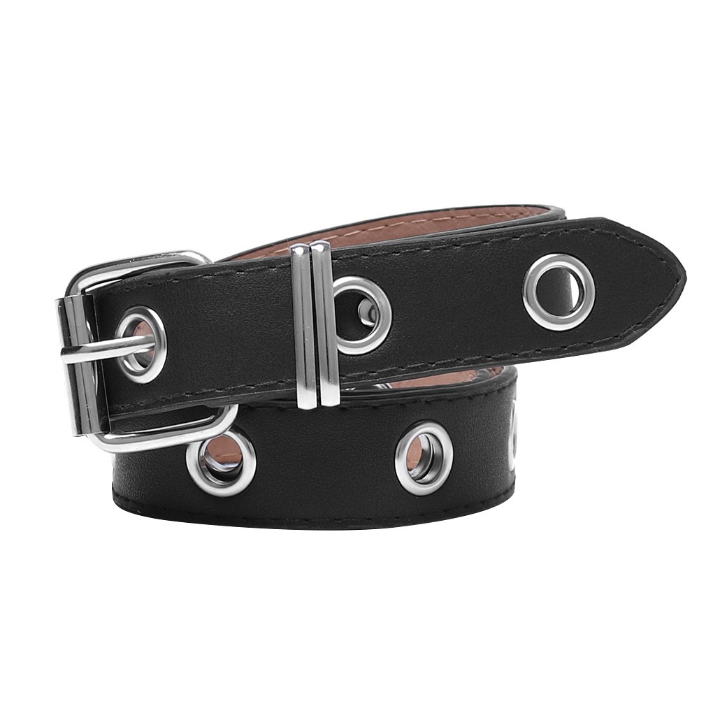 Thắt lưng bằng da PU đục lỗ phong cách Hip Hop cá tính sành điệu