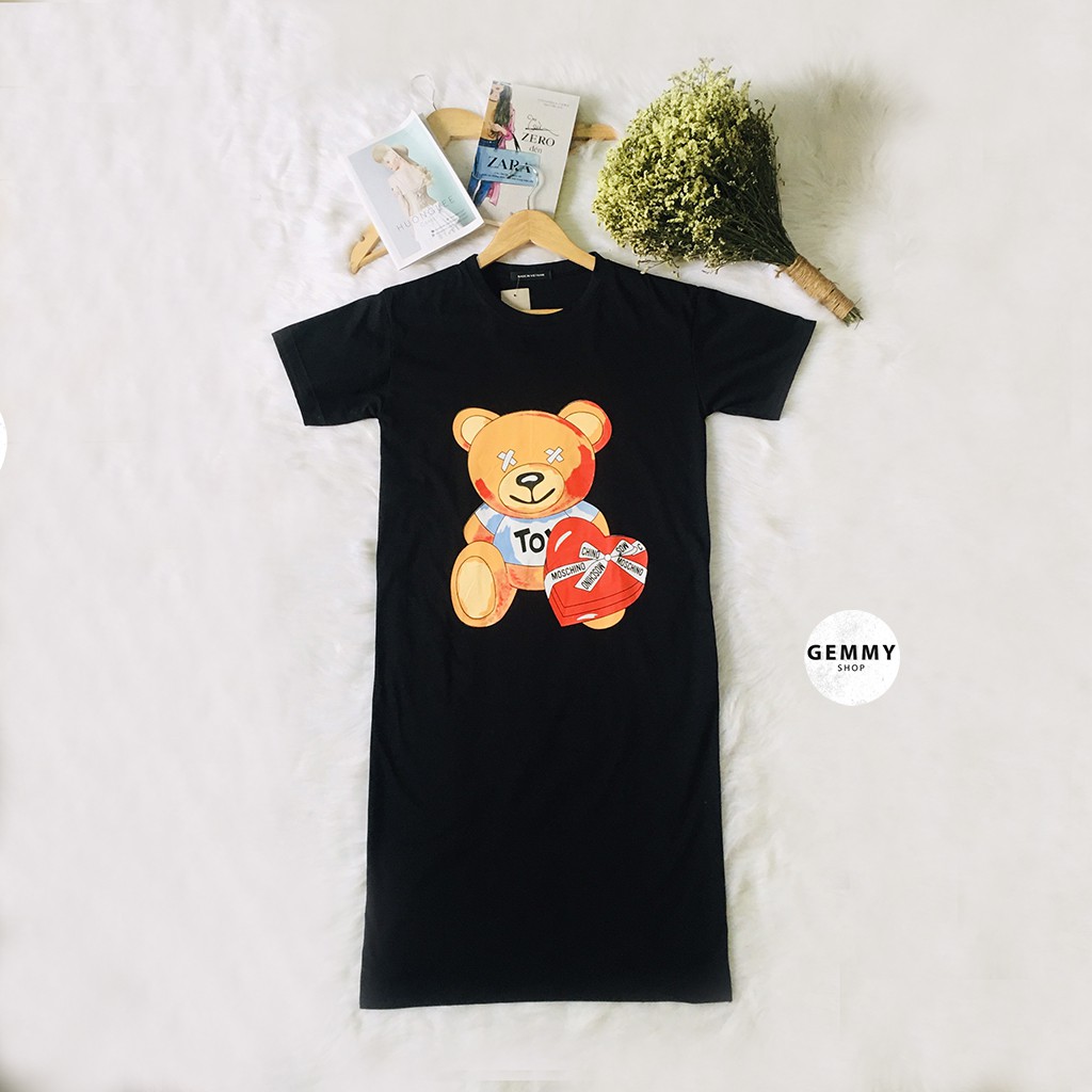 [Mã WAMT1505 giảm 10K đơn 0K] Váy xuông dài, Váy suông bầu chất cotton Gemmy House in hình gấu | BigBuy360 - bigbuy360.vn