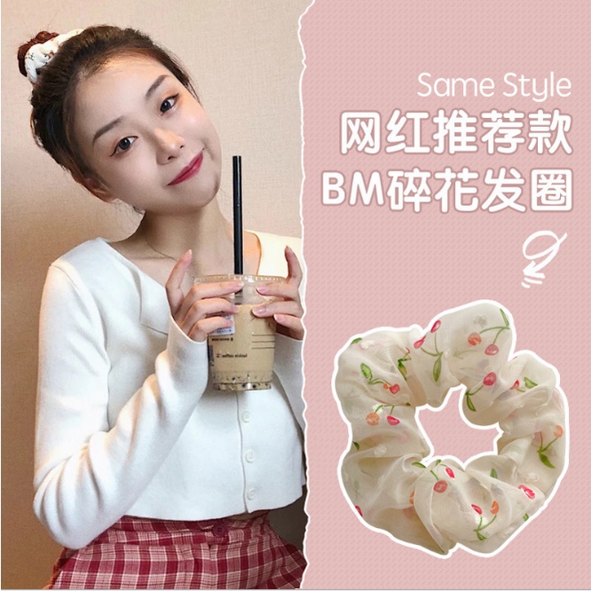 Dây buộc tóc, cột tóc scrunchies cherry