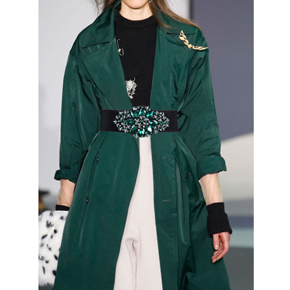 Thắt lưng bản rộng co giãn đính đá nhiều màu sang trọng cho nữ