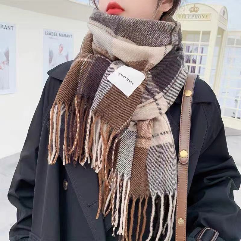 Khăn choàng len lông cừu nam nữ quàng cổ giữ ấm cashmere chất dệt mịn thời trang