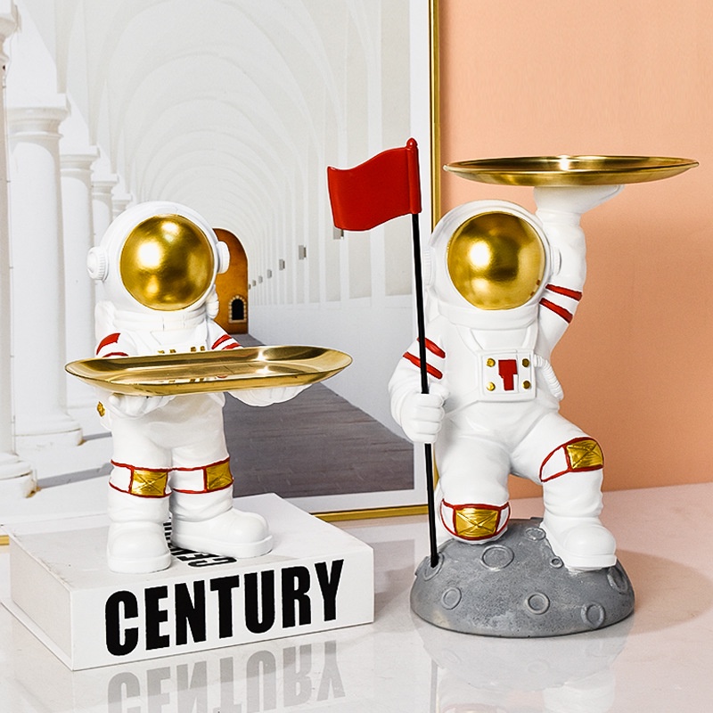 Phi hành gia đỡ đồ, chìa khóa khay vàng dài decor nhà cửa