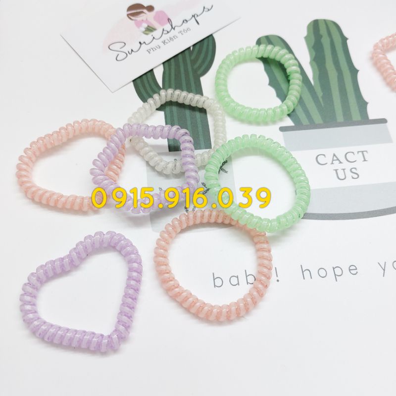 Set 5 Buộc Tóc Lò Xo Mẫu mới màu pastel size 4.5 cm