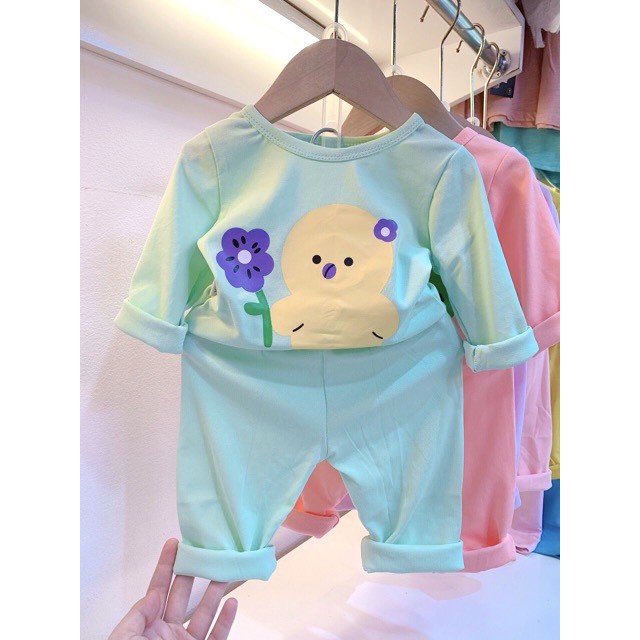 Bộ quần áo cotton dài tay in hình thú cho bé từ 8-18kg