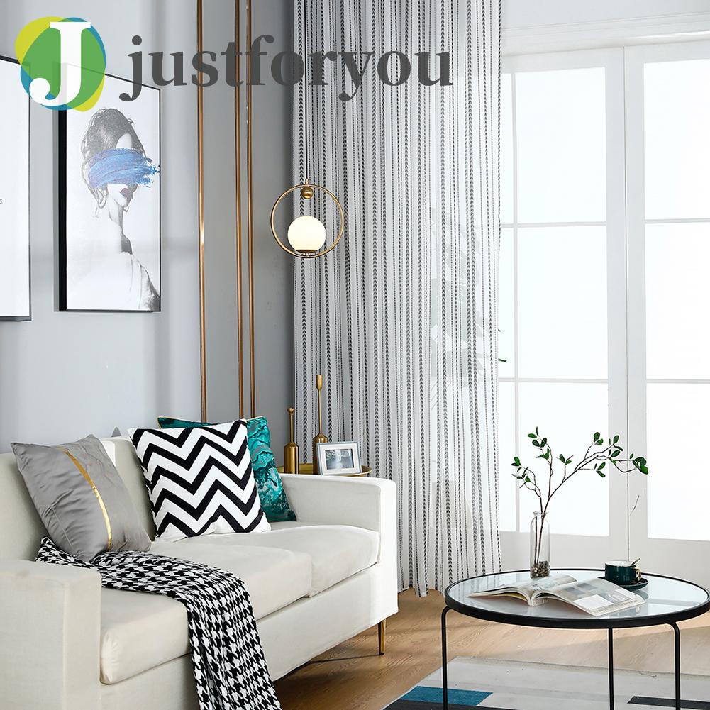 Justforyou 1pc Tulle Sheer Window Curtains Living Room Decor Love Print Voile Drapes