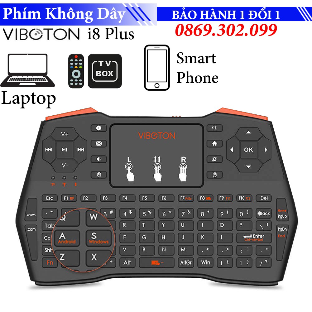 Bàn Phím Không Dây Mini Đa Năng Dành Cho TV Box điện thoại máy tính bảng, Android Box VIBOTON i8 Plus