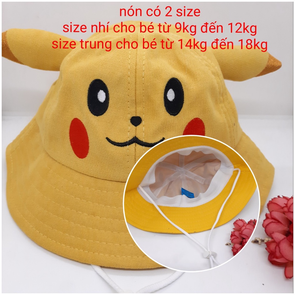 NÓN VÀNH - TAI BÈO PIKACHU CHO BÉ TRAI BÉ GÁI TỪ 1 - 7 TUỔI