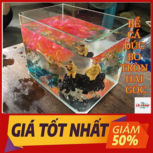 Bể Cá Cảnh Đúc Mini Để Bàn ( 20cm x 13cm x 16cm) Bo Tròn Hai Góc Cao Cấp