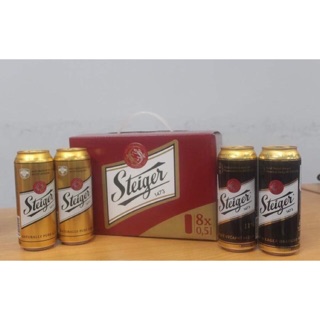 Bia Steiger quai xách 8 lon/ xách( vàng, đen)