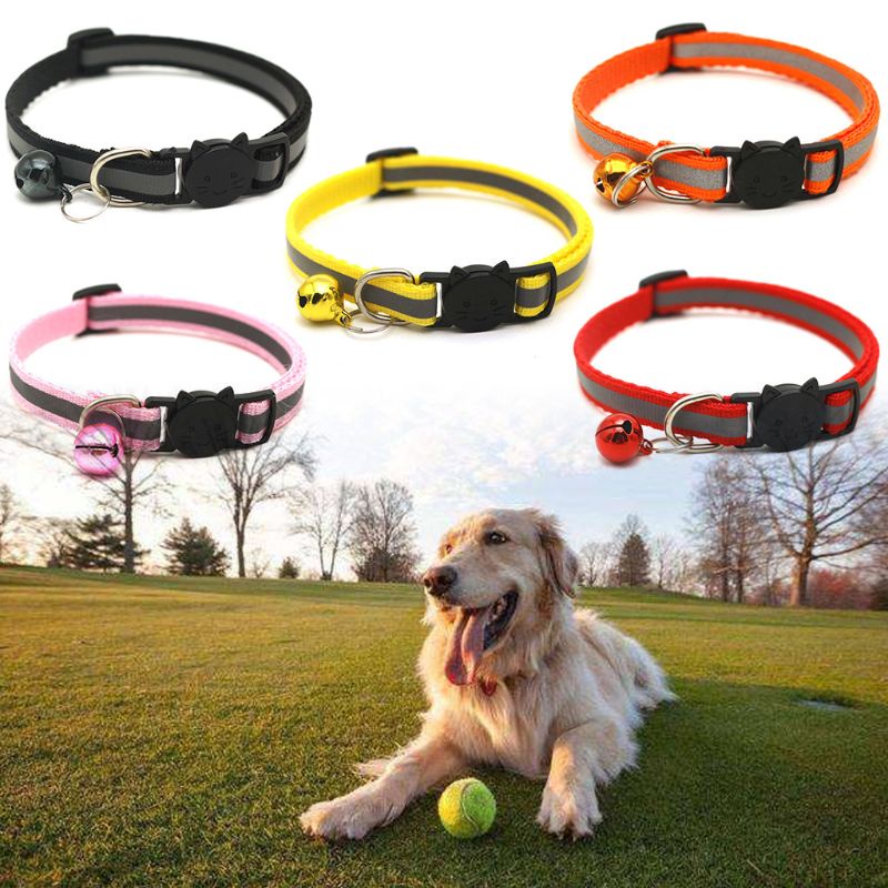 Set 12 Vòng Cổ Mèo May Mắn Tháo Gỡ Nhanh Gắn Chuông Và Dây Đeo Phản Quang