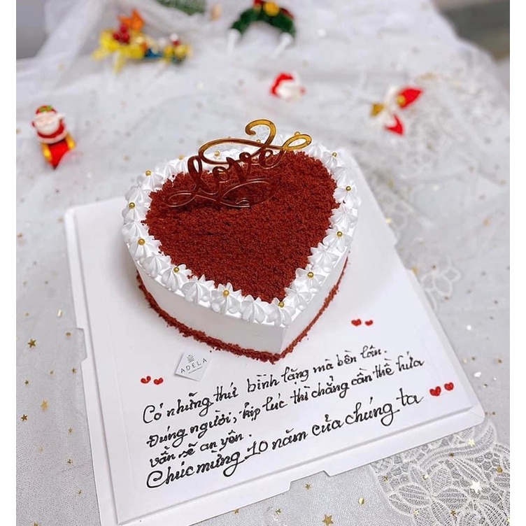 Bánh kem trái tim rắc bột red, decor hoa quả | Shopee Việt Nam