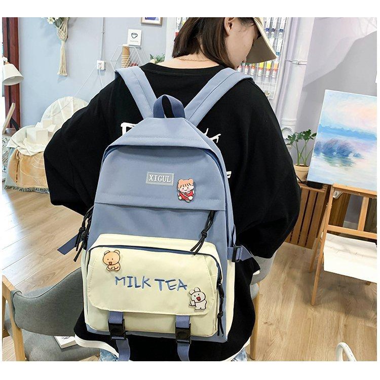 Balo vải Milk Tea màu pastel, túi vải đẹp, túi xinh giá rẻ
