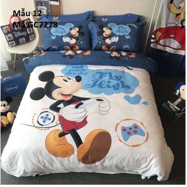 GC7278 Bộ chăn ga gối cho Gường trẻ em 1.2m, 1.3m Cotton 100% hình Công chúa Elsa, Người nhện, Micky hàng nhập