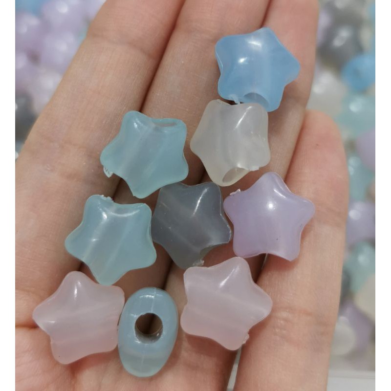Hạt nhựa màu pastel xỏ lỗ 2 đầu loại trong hình ngôi sao, tai thỏ và mickey