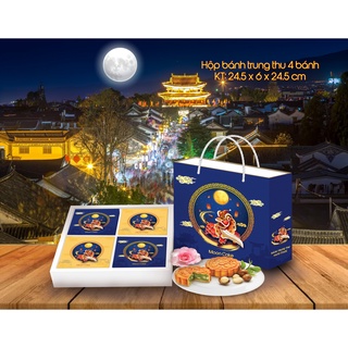 5 Bộ vỏ hộp bánh trung thu 4 bánh đẹp, giá rẻ Bộ gồm: Hộp + Khay + 4 hộp con