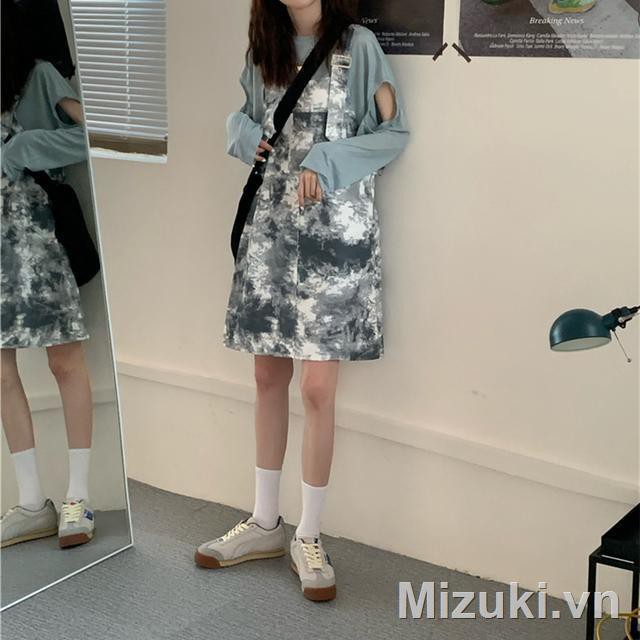 Set Áo Sơ Mi Dài Tay Cổ Bẻ + Đầm Yếm Thời Trang Hàn Cho Nữ | BigBuy360 - bigbuy360.vn