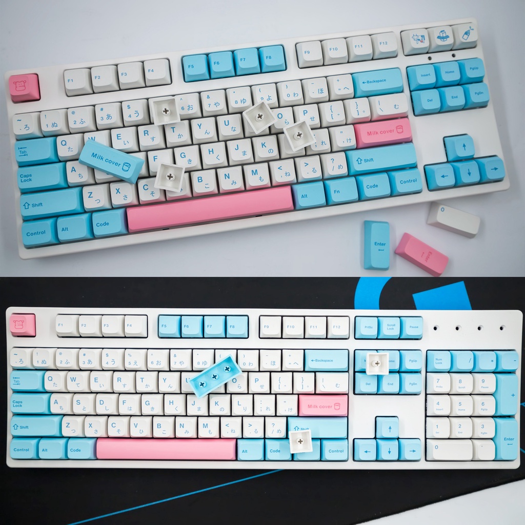 Keycap PBT XDA Retro 9009, Milk Cover, Marshmallow nút bàn phím cơ phù hợp nhiều layout bàn phím cơ bản