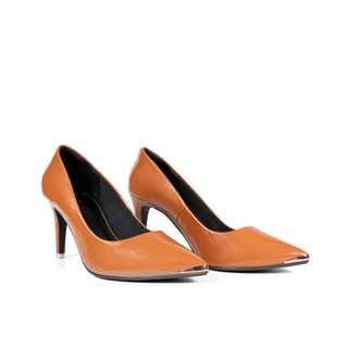 Giày cao gót nữ cao cấp Kaleea VNXK - giày cao gót nhọn cao 7cm da bóng 100% da thật ( màu bò )- QHK1923
