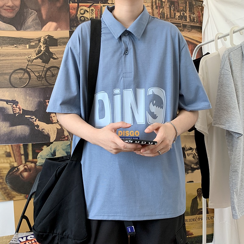 áo polo Tay Ngắn Dáng Rộng In Chữ Thời Trang Mùa Hè Phong Cách Hồng Kông Cho Nam | BigBuy360 - bigbuy360.vn