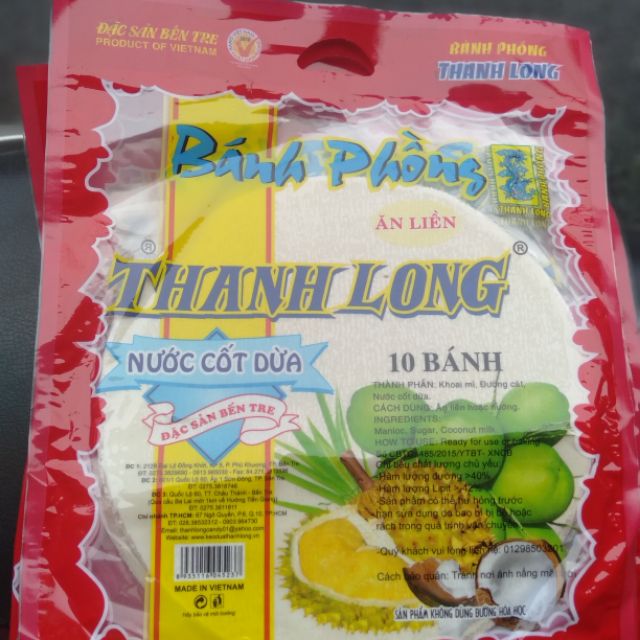 BÁNH PHỒNG SỮA THANH LONG NƯỚC CỐT DỪA {10 BÁNH}
