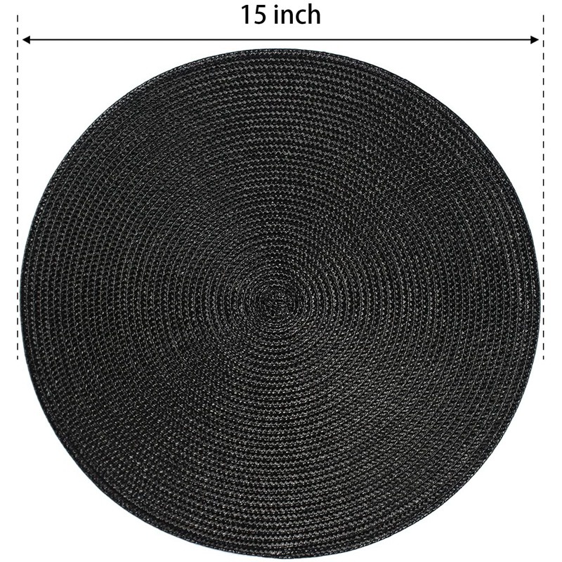 Bộ 6 Tấm Lót Bàn Ăn Tròn 15 Inch Chống Trượt Màu Đen Phong Cách Halloween