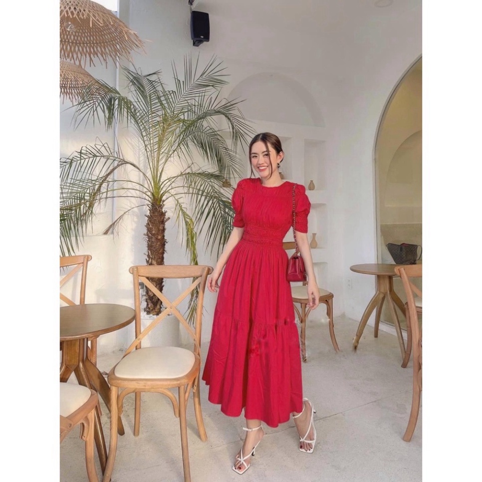 Váy Maxi Thô Nhún Ngực Tay Phồng Loại 1 - Sỉ Ngọc Tâm