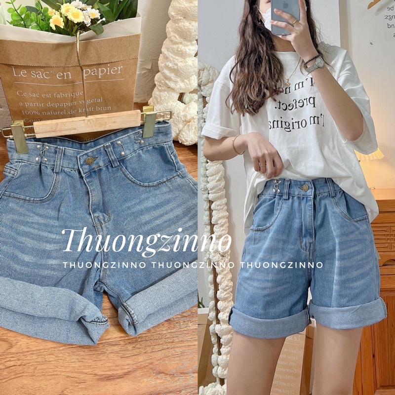 [Ảnh thật/Video]QUẦN SHORT JEAN GÀI EO MAY GẤU PHONG CÁCH HÀN QUỐC QUẦN ĐÙI BÒ BASIC DỄ PHỐI ĐỒ
