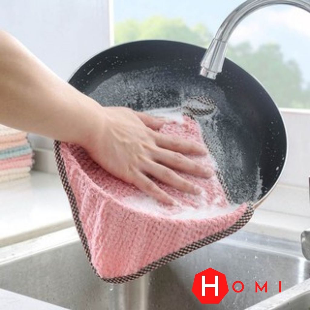 Khăn Lau Bếp , Lau Tay, Lau Chén Bát Đa Năng  - Khăn Vệ Sinh Vuông 2 Mặt Có Lỗ Treo - Danami Store