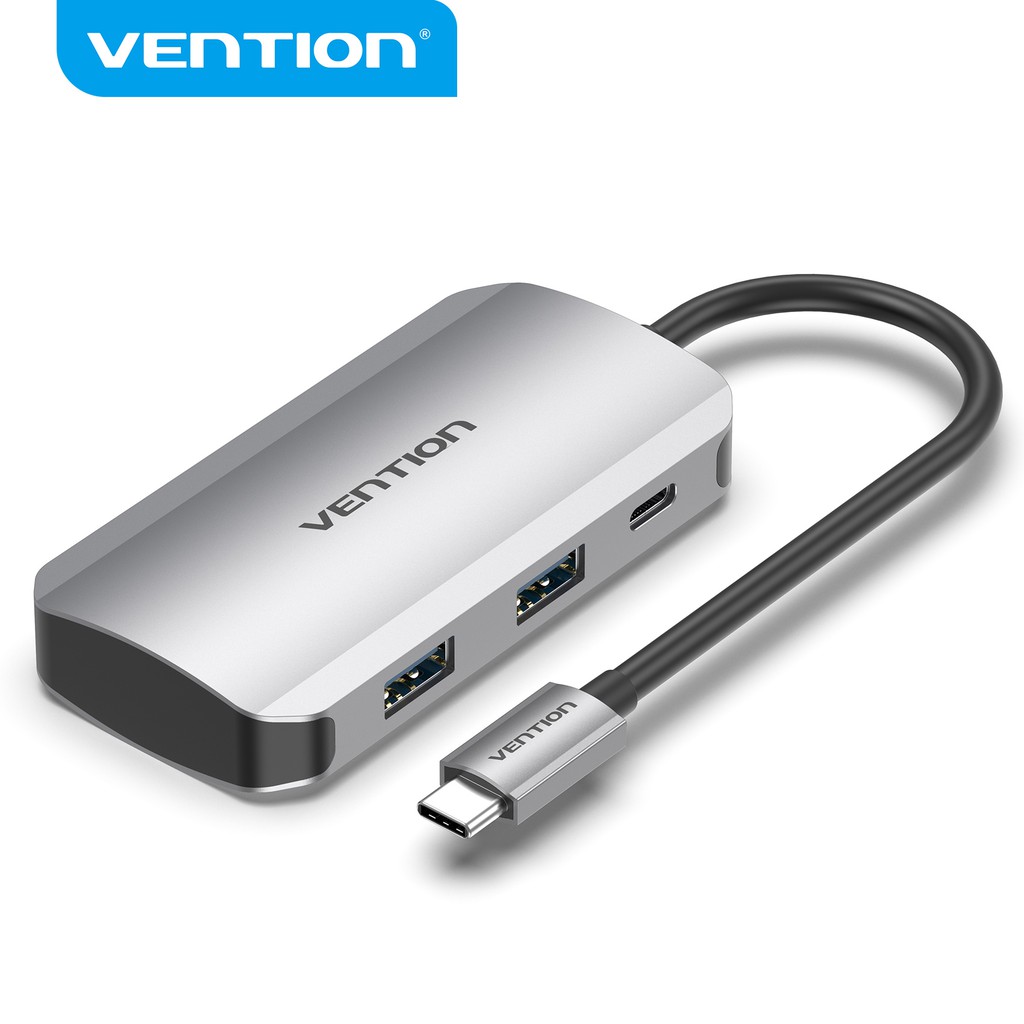 Bộ HUB Vention 5 Trong 1 Chuyển Đổi USB C Sang USB3.0/PD Bằng Hợp Kim Nhôm Cho Laptop PC