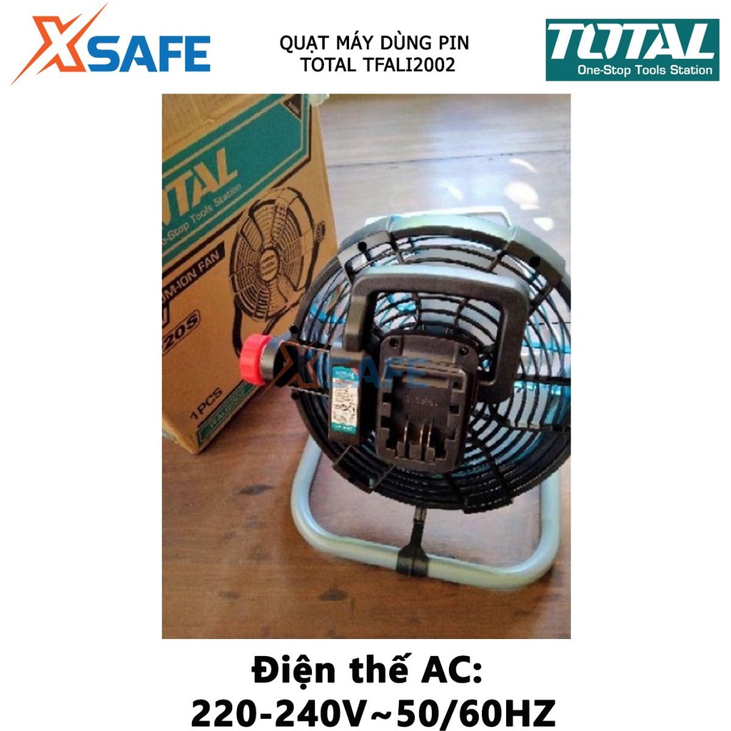 Quạt máy dùng pin TOTAL TFALI2002 Quạt máy mini 2 tốc độ gió, điều chỉnh độ nghiêng 0-360 độ - Không kèm pin sạc - XSAFE