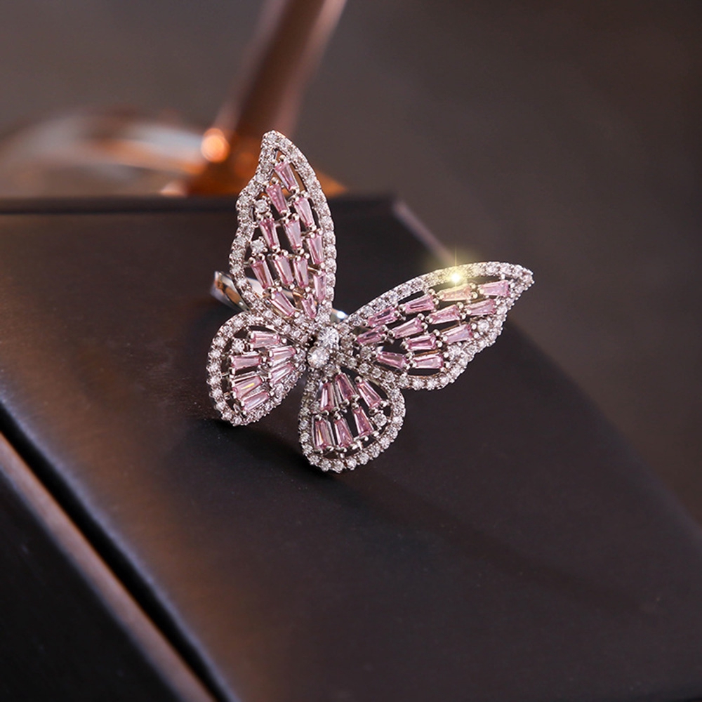 Nhẫn Hình Bướm Đính Đá Zircon Lấp Lánh Xinh Xắn