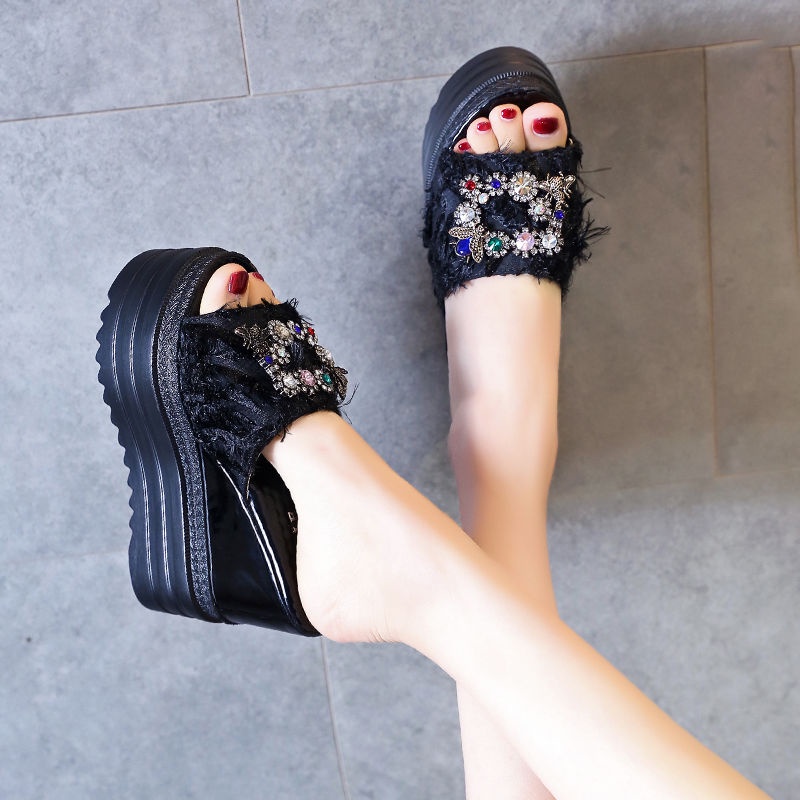 Dép Sandal Đế Xuồng Dày 12CM Hở Mũi Thời Trang Cho Nữ