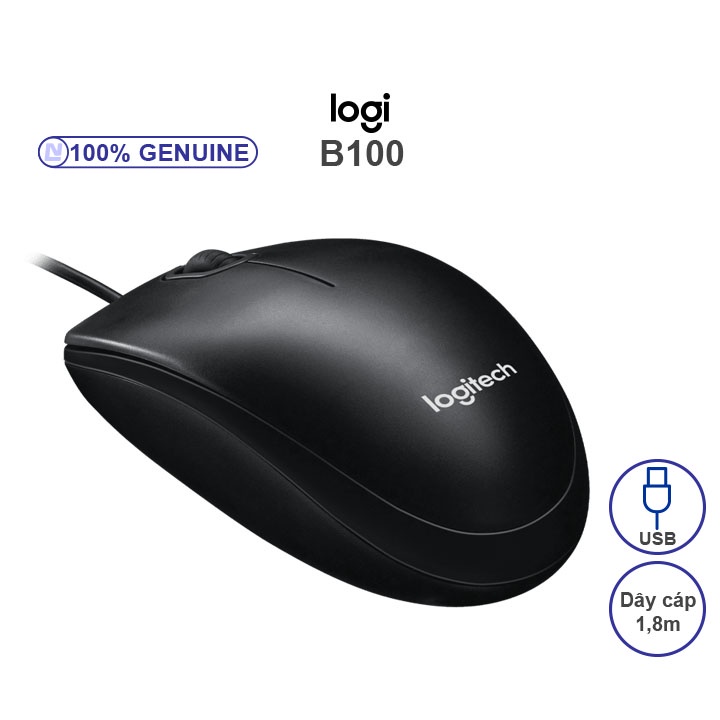 Chuột quang Logitech B100 giao tiếp USB