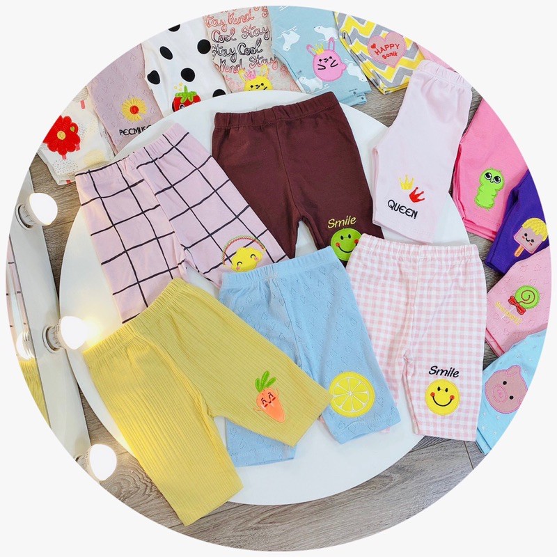 Set 3 Quần legging lửng cotton bozip bé gái loại đẹp