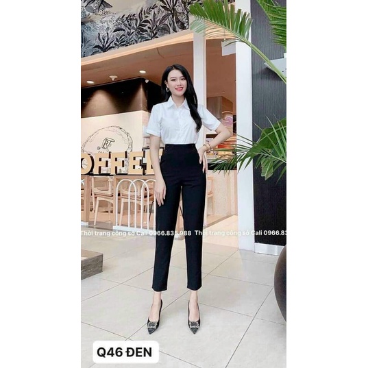 Quần baggy nữ Ladya công sở cạp liền lưng cạp cao vải tuyết mưa M111