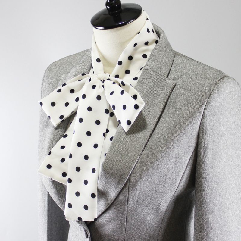 Cổ Áo Giả Thắt Nơ Họa Tiết Chấm Bi Trắng Đen Phong Cách Vintage Dành Cho Nữ
