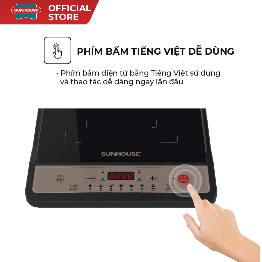 Bếp từ đơn SUNHOUSE shd6160 hàng CHÍNH HÃNG thiết kế cao cấp, sang trọng mặt kính cường lực bảo hành 12 tháng