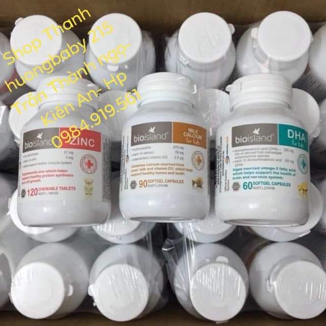 Bộ 3 Bio island Kẽm, Canxi, DHA chuẩn Úc cho bé