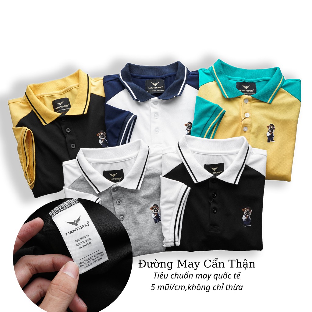 Áo Thun Polo Nam Bo Viền Trắng Xanh- Áo Phông Polo Nam Chính Hãng Hàng Cao Cấp Mặc Vải Thoáng Mát - PLMT01 - GUSTA